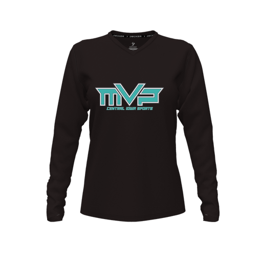 [CUS-DFW-TEES-CMF-VNK-LSL-BLK-FYXS-LOGO2] Comfort T-Shirt (Female Youth XS, Black, V Neck, Logo 2, Long Sleeve)