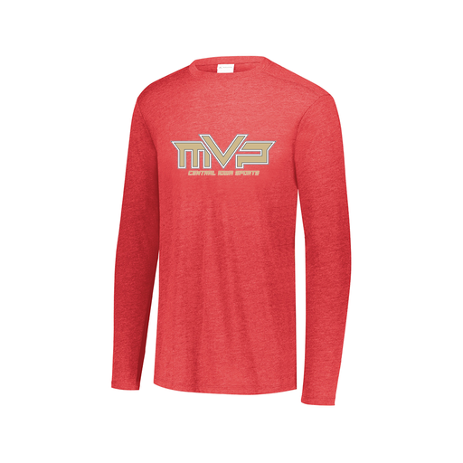 [FTLCUBRD-AXS-LOGO1] Decker Men's Tri-Blend T-Shirt - Long Sleeve (Adult XS, Red, Logo 1)
