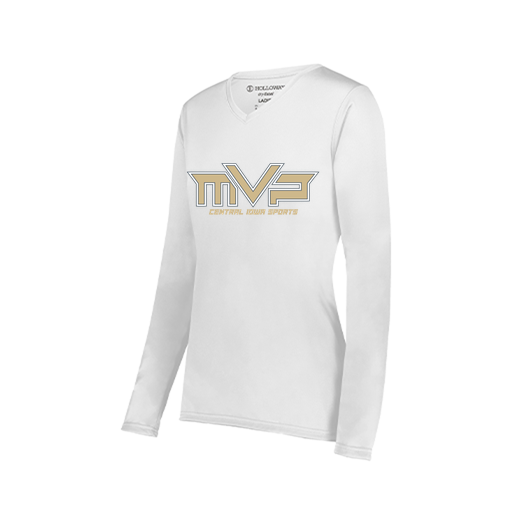 [222824.005.S-LOGO1] Ladies LS Smooth Sport Shirt (Female Adult S, White, Logo 1)