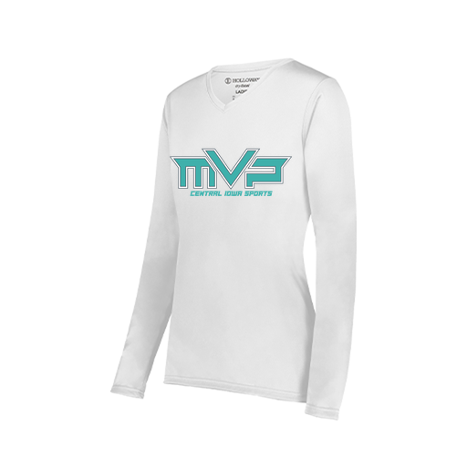 [222824.005.S-LOGO2] Ladies LS Smooth Sport Shirt (Female Adult S, White, Logo 2)