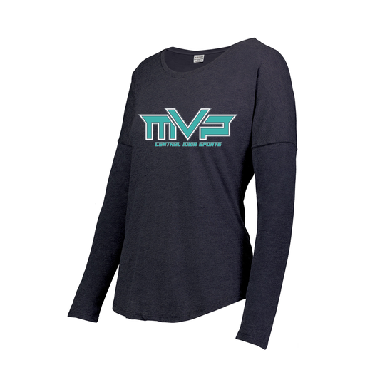 [FTLCUBNV-FAS-LOGO2] Decker Women's Tri-Blend T-Shirt - Long Sleeve (Female Adult S, Navy, Logo 2)
